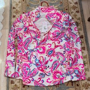 Lilly Pulitzer Pink and Blue Paisley Coconut Flitting About Skipper Popover NWT